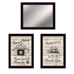 "Friendship Journey" in black frames with sanded edges and a mirror "Friendship Journey" in black frames with sanded edges and a mirror