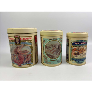 3 Watkins 125th Anniversary Heritage Nesting Tin Canisters Image: © Modern2Historic 3 Watkins 125th Anniversary Heritage Nesting Tin Canisters Image: © Modern2Historic