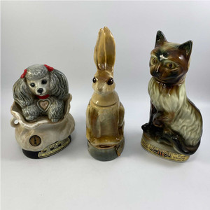 Set of 3 -Jim Beam Decanter-Cat, rabbit, Poodle. Image: © Modern2Historic Set of 3 -Jim Beam Decanter-Cat, rabbit, Poodle. Image: © Modern2Historic