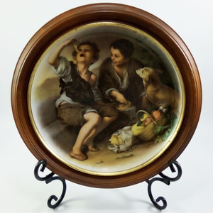 2- Suisse Langenthal Porcelain  Plaques- by Murillo Boys Eating Fruit/with dog. 2- Suisse Langenthal Porcelain  Plaques- by Murillo Boys Eating Fruit/with dog.