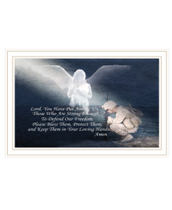 "Protect Our Soldiers" in a white grooved frame