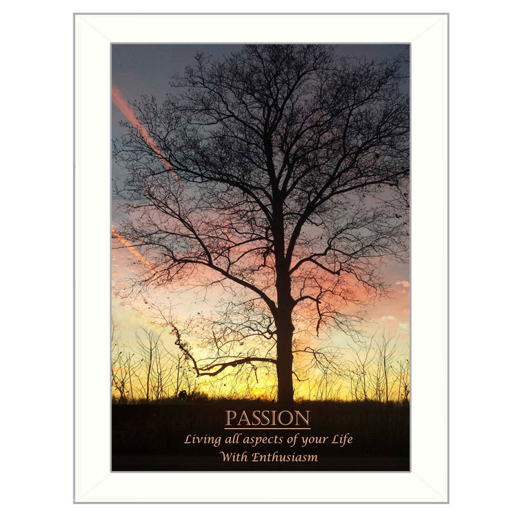 Passion - a framed art print of a tree and sunset