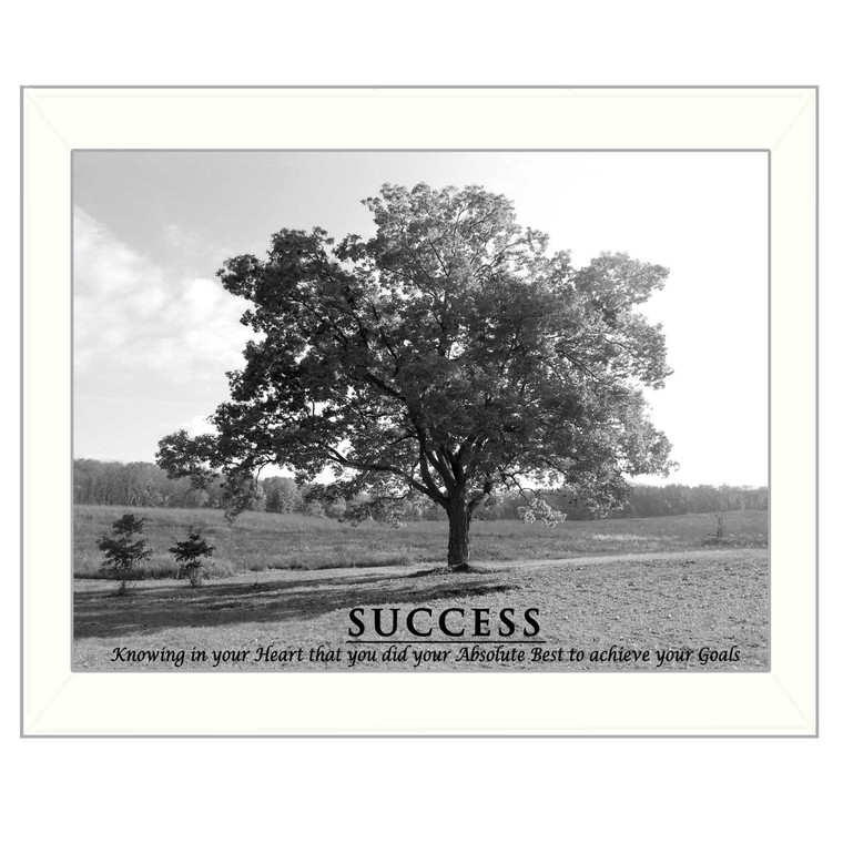 "Success" -(Grayscale) in a white frame with sanded edges