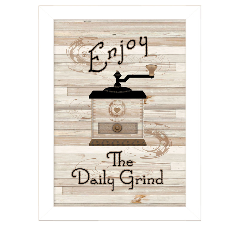 "The Daily Grind" in a white frame with Sanded edges