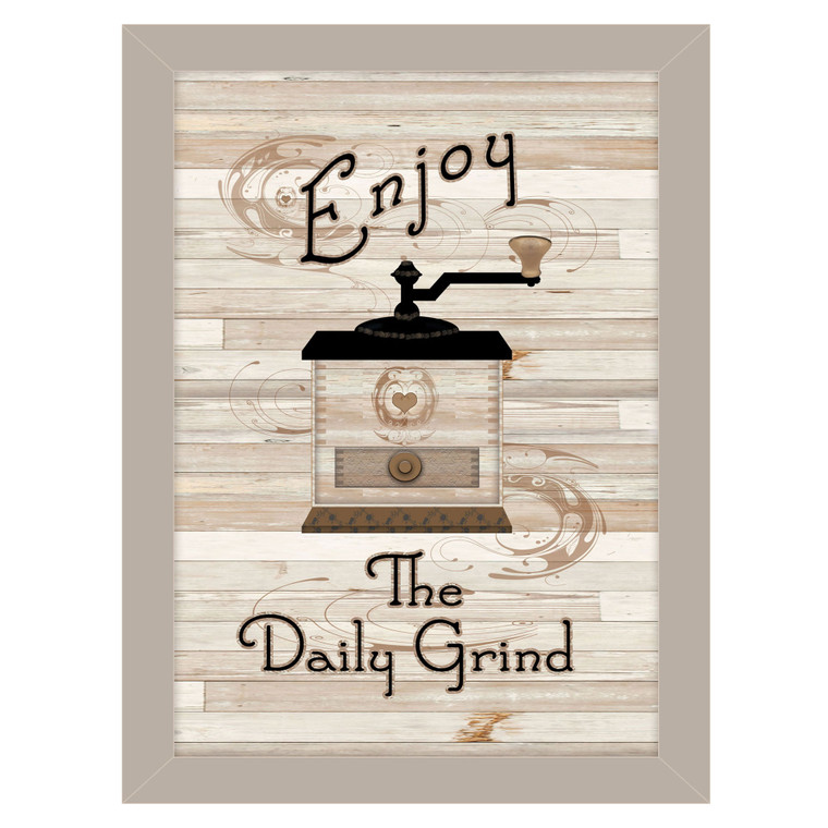 "The Daily Grind" in a sand color frame