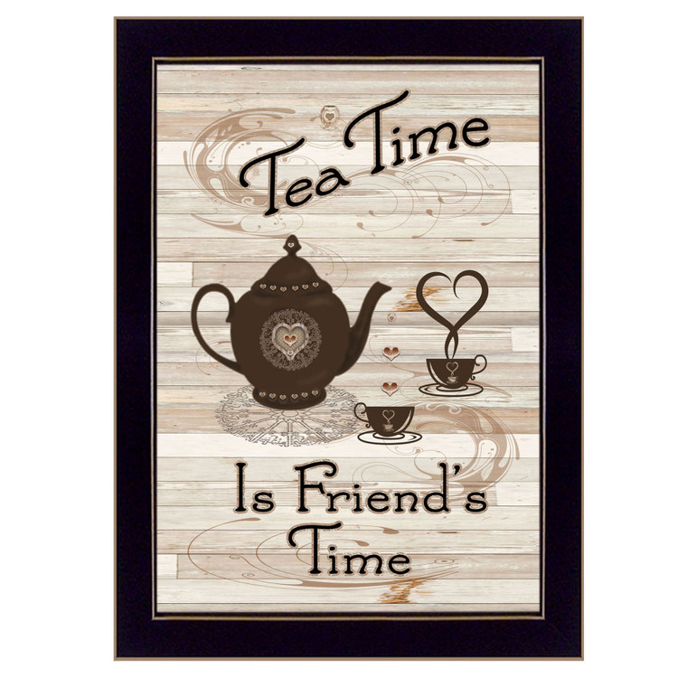 "Tea Time" in a black frame with sanded edges