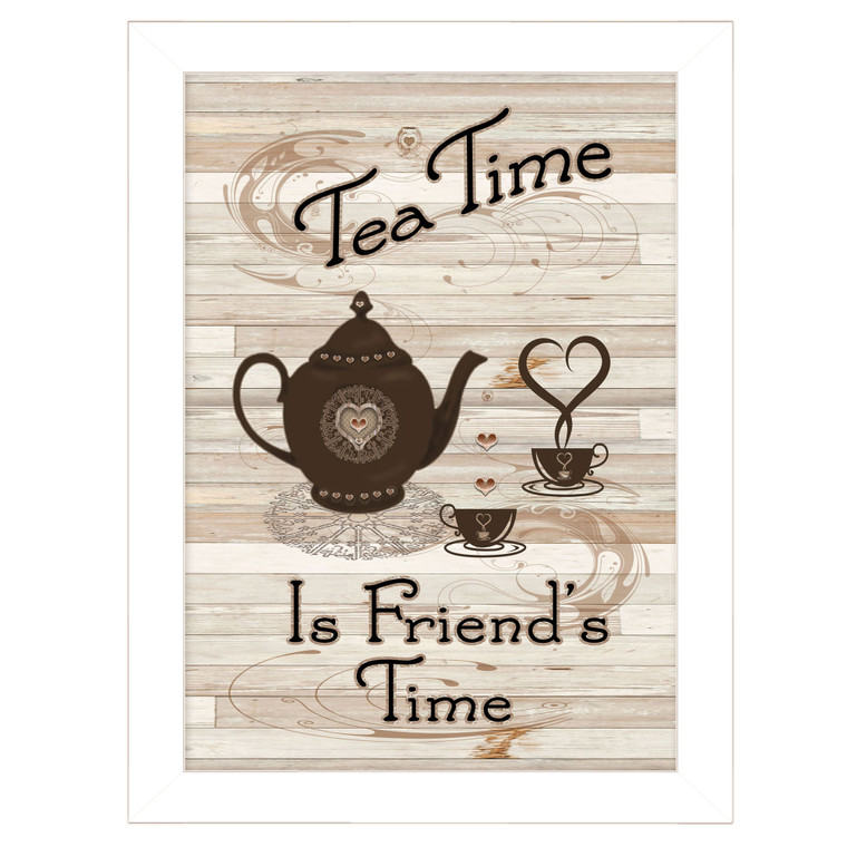 "Tea Time" in a white frame with sanded edges