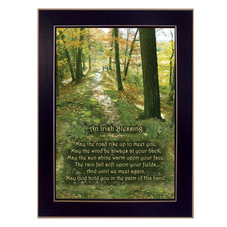 "Irish Blessing" print in a black frame with sanded edges