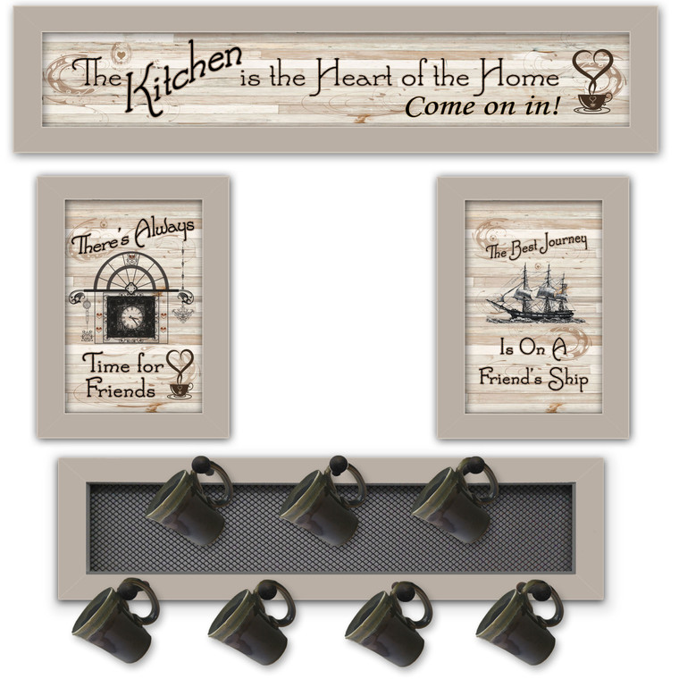 "Kitchen Collection VI" in sand colored frames