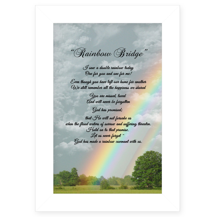 "Rainbow Bridge" in a white frame