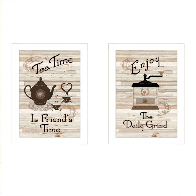 "Enjoy Tea Time" in white frames with sanded edges