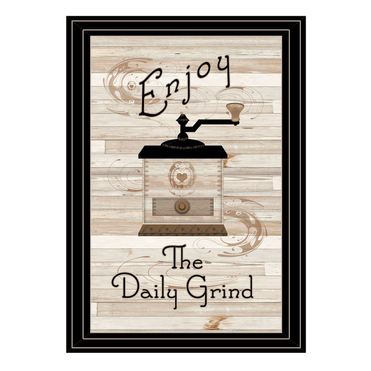 "The Daily Grind" in a black grooved frame