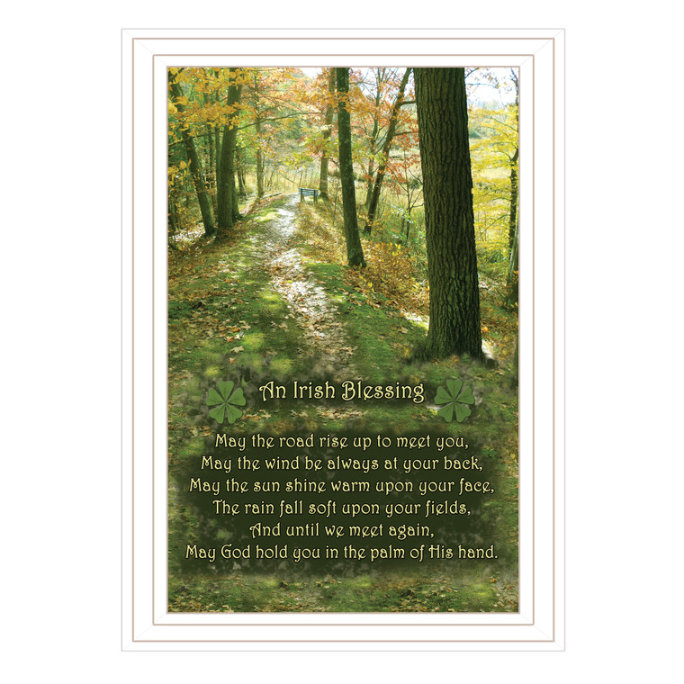 "Irish Blessing" print in a white grooved frame