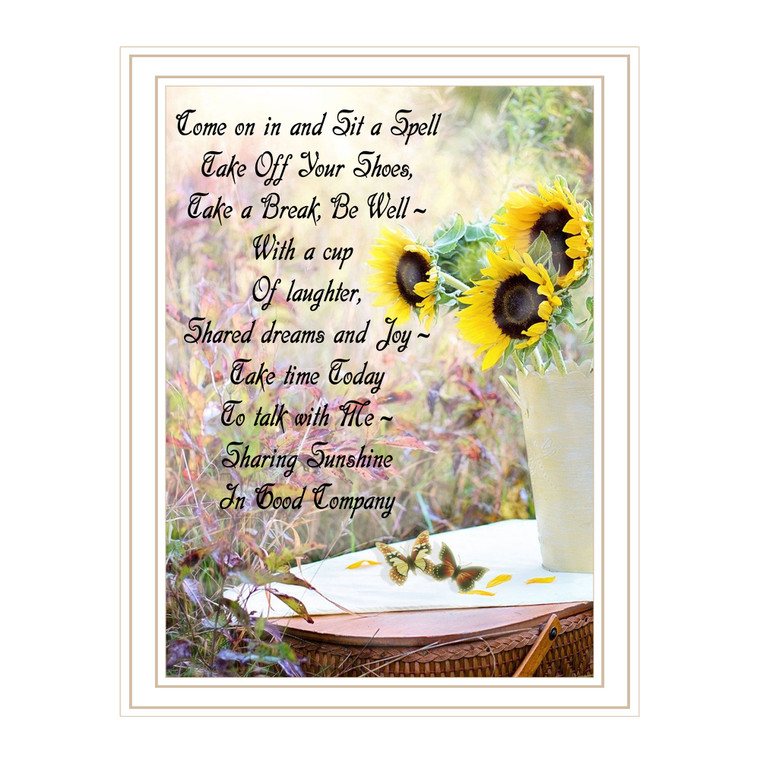 "Sharing Sunshine" in a white grooved frame