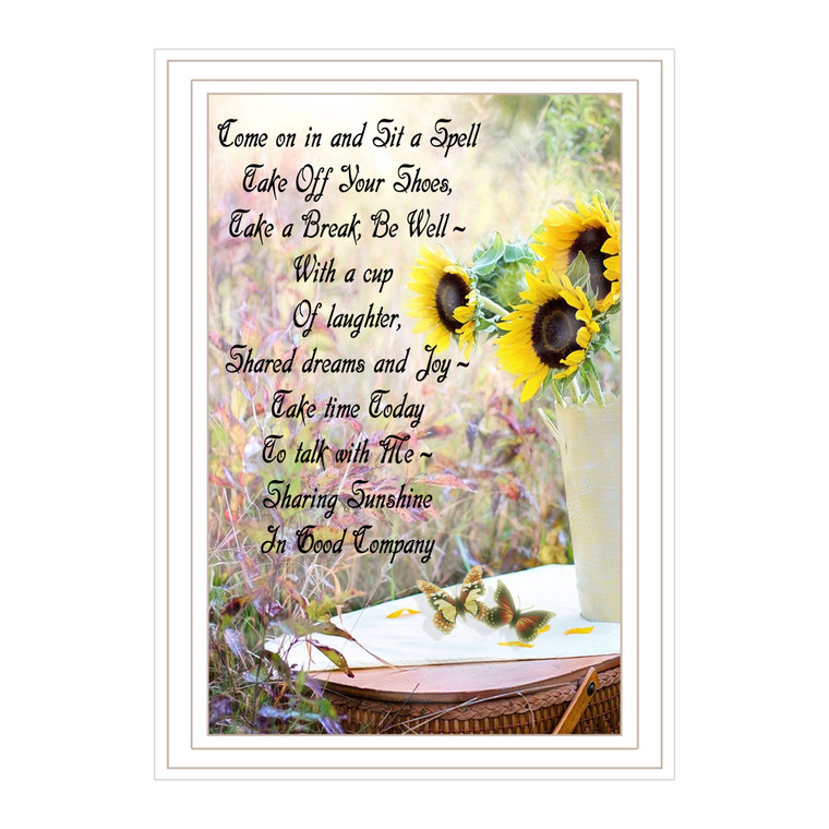 "Sharing Sunshine" in a white grooved frame