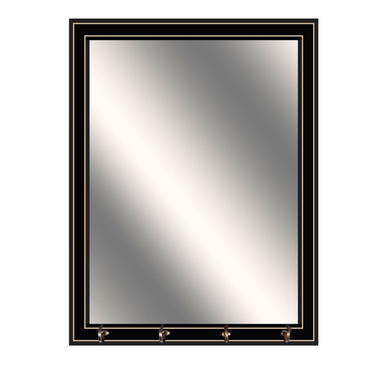 Mirror in a 11x14 black grooved frame with hooks