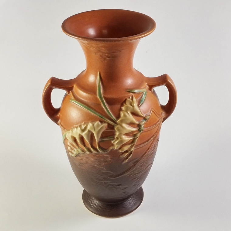Roseville Freesia -Art Pottery Vase Tangerine.