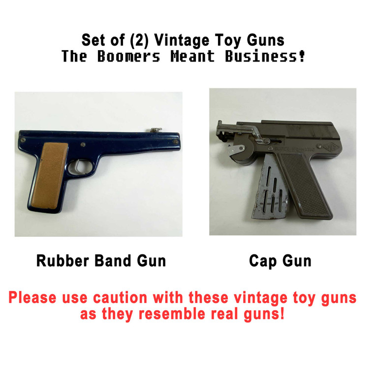 image of 2 toy guns with text