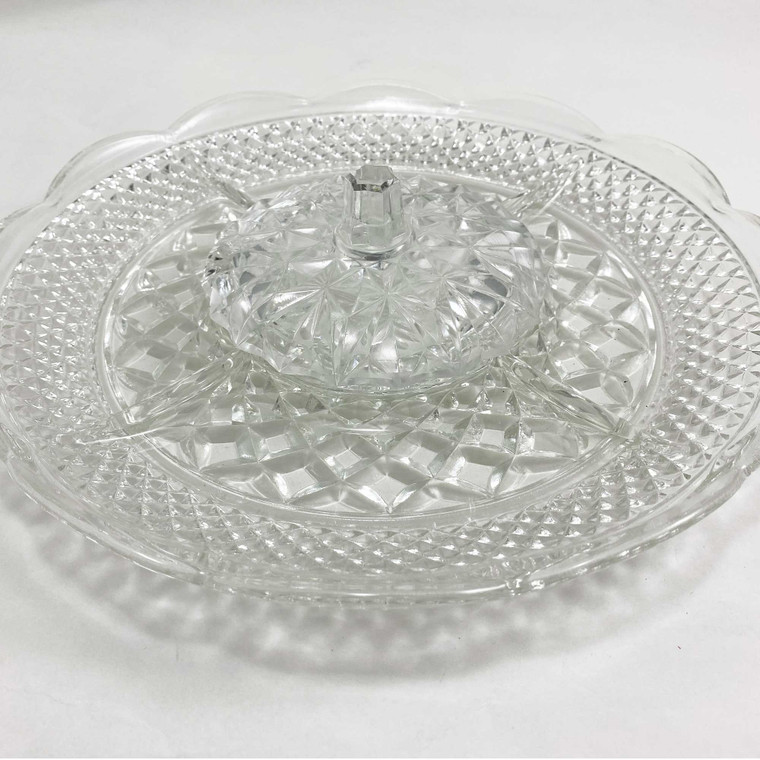 Vintage Anchor Hocking 5 section relish dish with dip lid