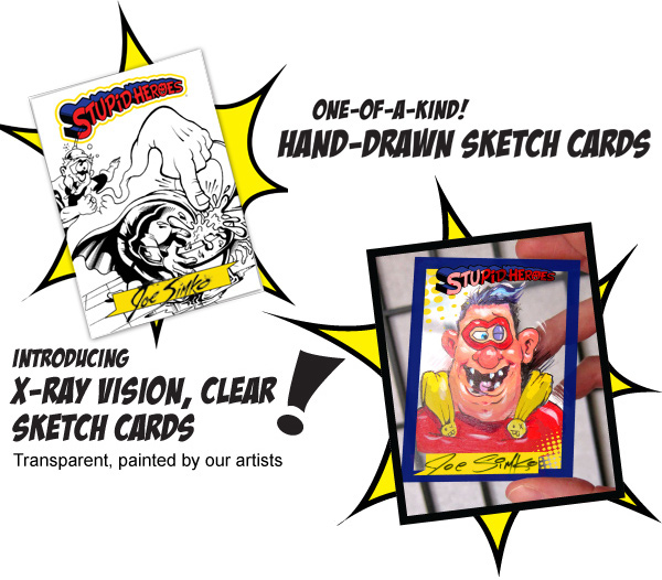 one-of-a-kind, hand-drawn Sketch Cards Introducing X-Ray Vision, clear SKETCH Cards