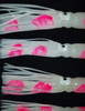 6" Bulb Hollow Trolling Squid #11 Glow White Pink Splotches