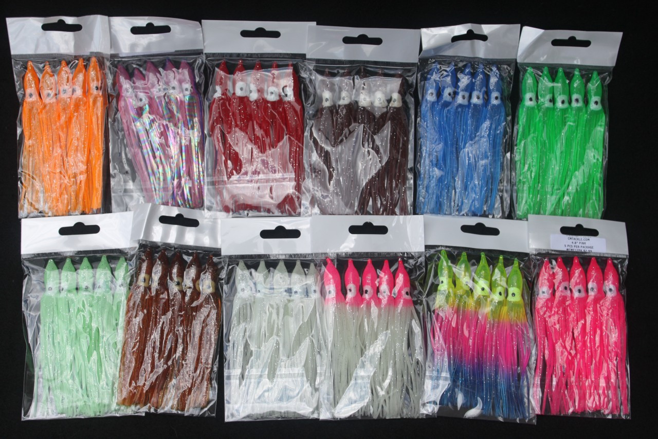 4.8 Squid Octopus Style Skirts Assortment 12 Packs one of each color