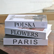 Polska Typography Fashion Figure 3 Piece Fake Book Set for Coffee Table Decor