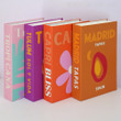 Tropicana Typography Botanical Travel Style Retro 4 Piece Faux Book Set for Shelf Decor Book