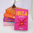 Ibiza Bohemia Typography Botanical Travel Style Retro 5 Piece Faux Book Set for Shelf Decor Book