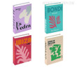Es Vedra Typography Botanical Abstract Retro 4 Piece Faux Book Set for Shelf Decor Book