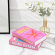 Miami Beach Typography Botanical Abstract Retro 2 Piece Faux Book Set for Shelf Decor Book