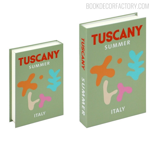 Tuscany Typography Minimalist Abstract Travel Style Fake Book Décor Gift for Modern Study Room