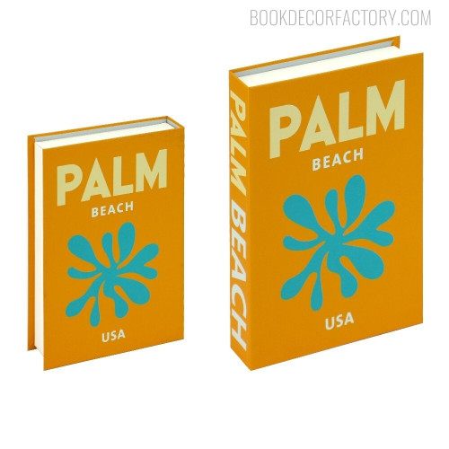 Palm Beach Typography Botanical Travel Style Fake Book Décor Gift for Simulation Book Cabinet Decoration