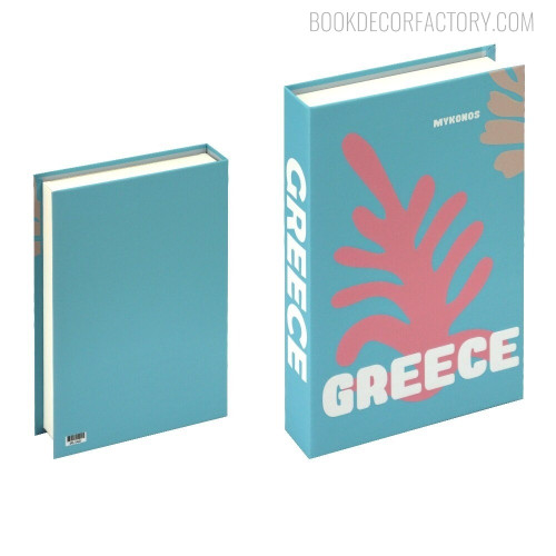 Greece Typography Botanical Travel Style Fake Book Décor Gift for Coffee Table Decor