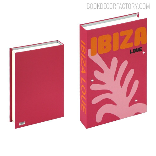 Ibiza Love Typography Botanical Travel Style Faux Book Décor for Home Decorative Book Study Shelf