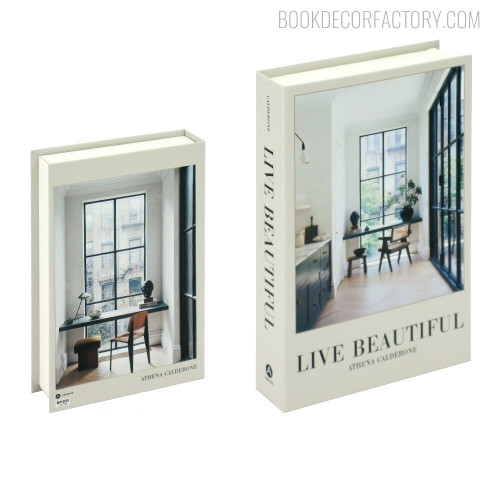 Live Beautiful Typography Modern Home Decor Fake Book Décor Gift for Simulation Book Cabinet Decoration