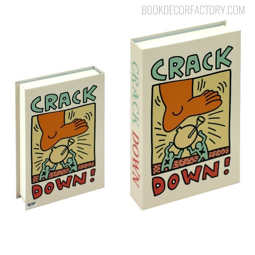 Crack Down Typography Urban Art Keith Haring Faux Book Décor for Shelf Decor Vacation Travel Book