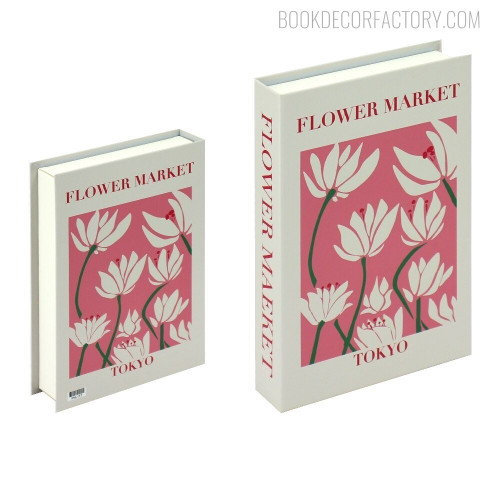 Flower Market Tokyo Typography Abstract Flower Faux Book Décor for Mother's Day Gift