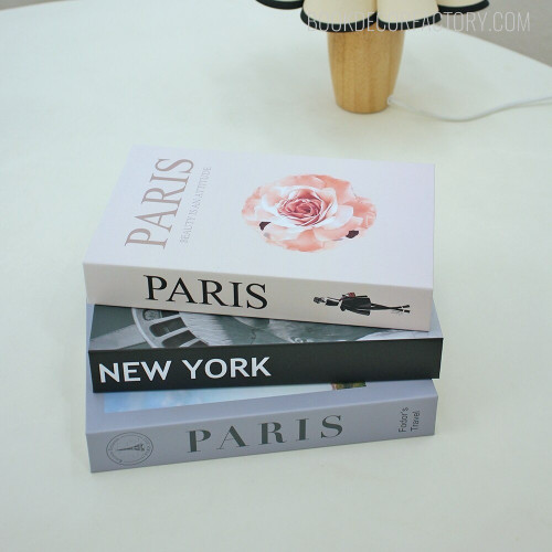 New York Typography Modern Cityscape 3 Piece Fake Book Set for Coffee Table Decor