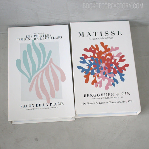 Leaves Bouquet Typography Henri Matisse Botanical Vintage 2 Piece Faux Book Decor Set for Shelf Decor Book