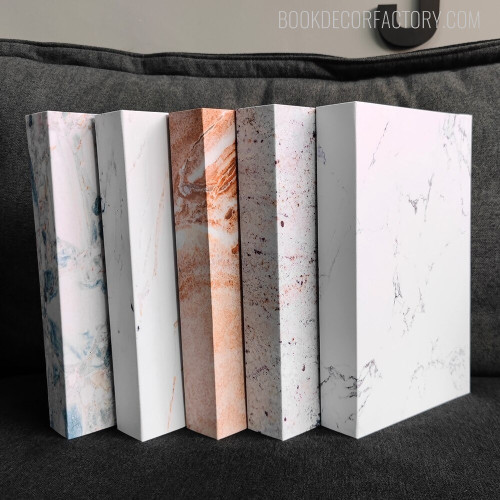 Stone Texture Marble Abstract Modern 5 Piece Fake Book Set for Coffee Table Decor