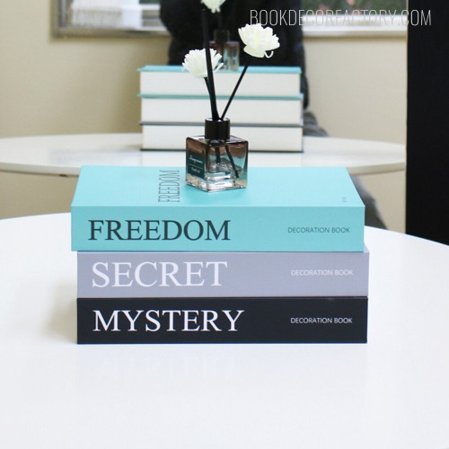 Freedom Typography Modern 3 Piece Faux Book Set for Bookshelf Decoration