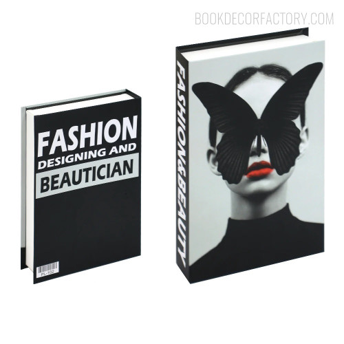 Fashion Designing And Beautician Typography Lady Figure Faux Books Decor for Living Room Décor