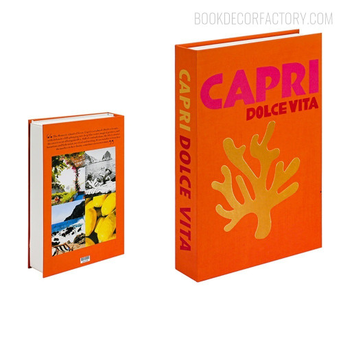 Capri Dolce Vita Landscape Typography Modern Fake Books Décor For DIY Room Decor