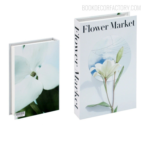 Flower Market Floral Typography Modern Fake Book Display For Room Decoration