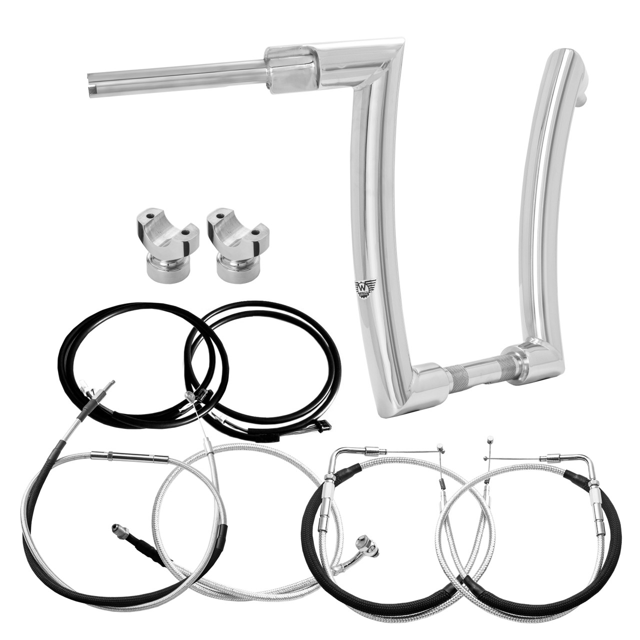 King Curve Rhino 2" Handlebars Kit + Clamps + Mechanical Cables