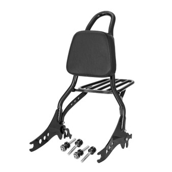 Sissy Bar King/Passenger Backrest 20" Detachable Luggage Rack for Harley-Davidson Sportster Custom - Black