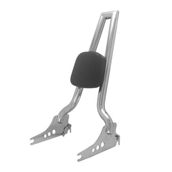 Sissy Bar Squarebone Brutale/Passenger Backrest 25" Detachable for Harley-Davidson Softail Custom - Polished Stainless Steel