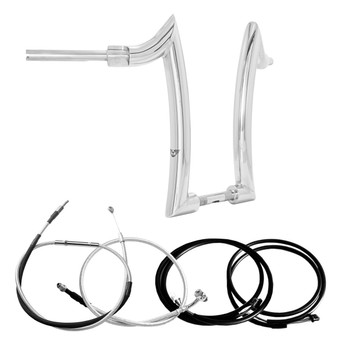 Diablo Rhino 2" Handlebars Kit + Mechanical Cables + Extension Wiring Kit for Harley-Davidson Softail Slim with Electronic Throttle - Polished Stainless Steel