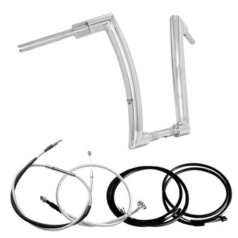 Front King Rhino 2" Handlebars Kit + Mechanical Cables + Extension Wiring Kit for Harley-Davidson Softail with Electronic Throttle - Polished Stainless Steel